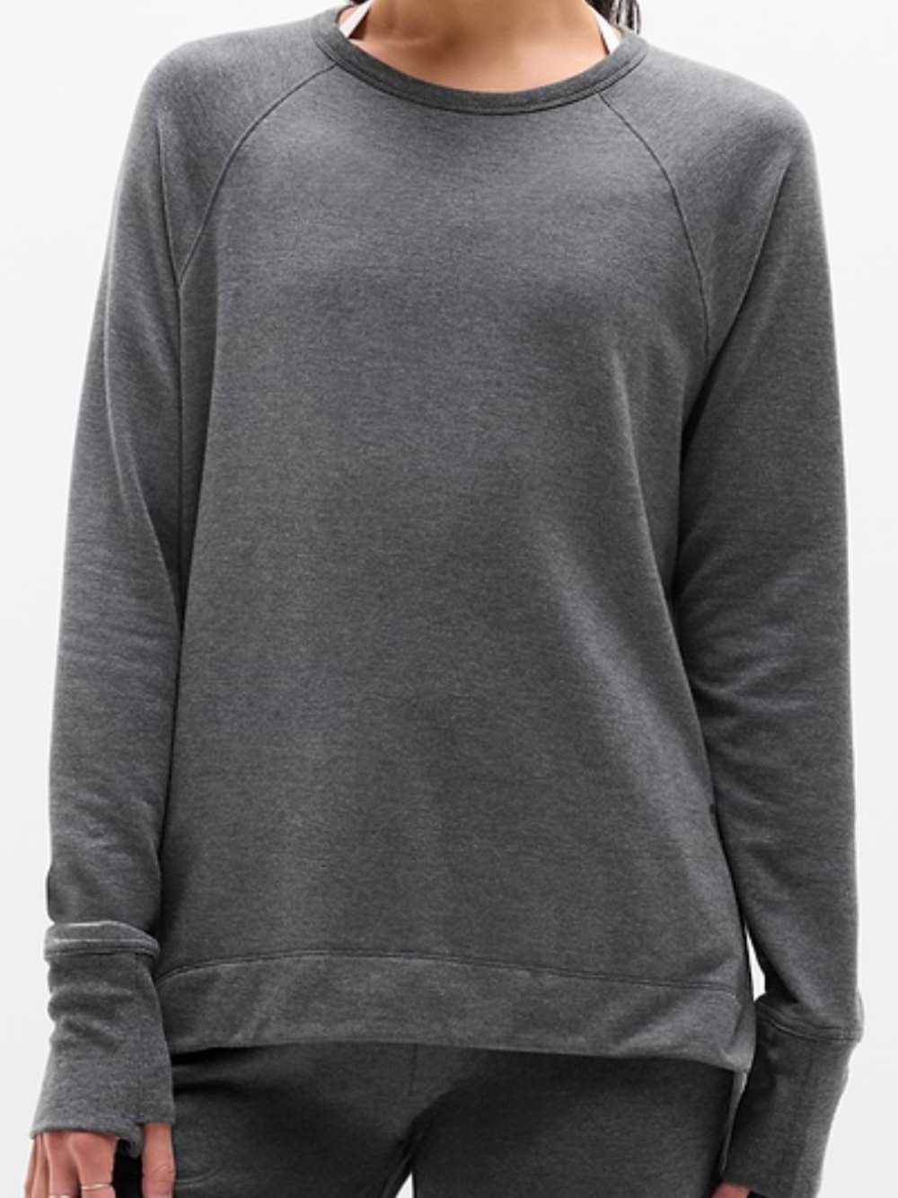 Athleta Women's Crewneck Sweatshirt - Coastal Luxe Recover Charcoal Heather Grey